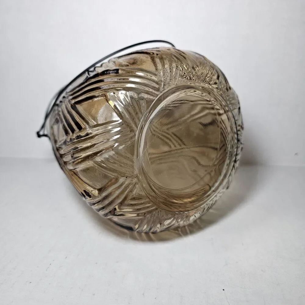 Hatch Pattern Hurricane Candle Lamp Brown Ombre Glass 8